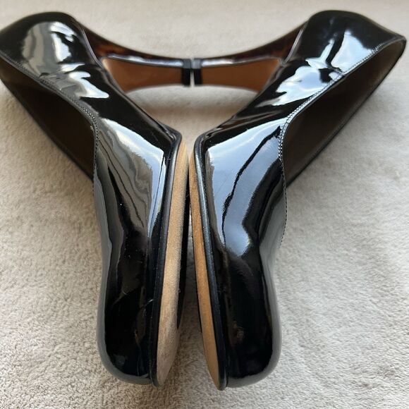 ANYI LU Emily Black Patent Leather Pump Heels EU 37.5 US 7.5 Classic Minimalist - Picture 8 of 16